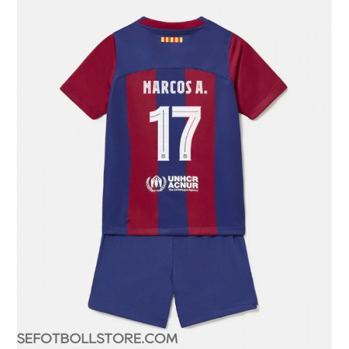 Barcelona Marcos Alonso #17 Replika babykläder Hemmaställ Barn 2023-24 Kortärmad (+ korta byxor)
